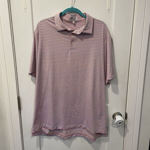 Peter Millar Summer Comfort Golf Polo Shirt Men’s XL Striped Orange Blue